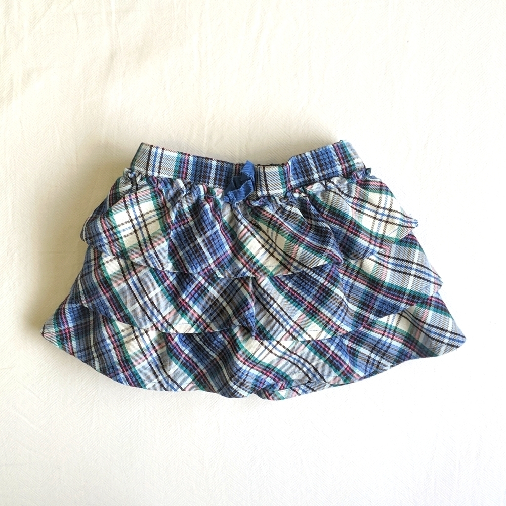 children's place blue plaid tiered skort with diaper cover 6-9 months baby girl